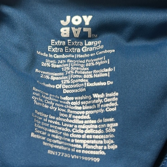 JoyLab Women’s Blue Lace-Up Tank Top Ribbed Cropped Support Size XXL - Picture 7 of 10